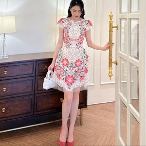 Rose red high end embroidery dress NWT